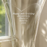 Personalised Large Hand Cut Ruby Diamante Heart Vase