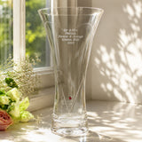 Personalised Large Hand Cut Ruby Diamante Heart Vase