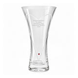 Personalised Large Hand Cut Ruby Diamante Heart Vase
