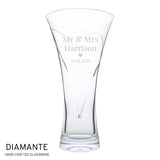 Personalised Mr & Mrs Large Hand Cut Diamante Heart Vase with Swarovski Elements