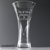 Personalised Mr & Mrs Large Hand Cut Diamante Heart Vase with Swarovski Elements