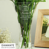Personalised Free Text Botanical Hand Cut Diamante Heart Vase