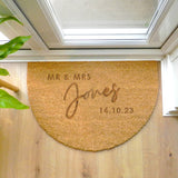 Half Moon Shaped Personalised Couples Indoor Door Mat