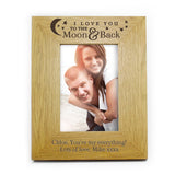 Personalised 'To the Moon and Back' 4x6 Oak Finish Photo Frame