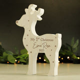 Rustic Style wooden "My 1st Christmas" reindeer freestanding decoration