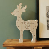 Rustic Style wooden "My 1st Christmas" reindeer freestanding decoration