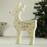 Rustic Style wooden "My 1st Christmas" reindeer freestanding decoration