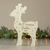 Rustic Style wooden "My 1st Christmas" reindeer freestanding decoration
