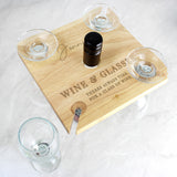 Personalised Free Text Four Wine Glass Holder & Bottle Holder
