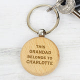 Personalised This Daddy Belongs To Wooden Keyring