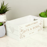 Personalised Love Laughter & ... White Wooden Crate
