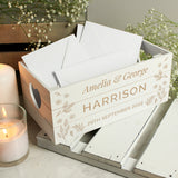 Personalised Love Laughter & ... White Wooden Crate