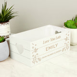 Personalised Love Laughter & ... White Wooden Crate