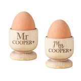 Personalised Couples Wooden Egg Cup Set