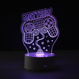 Personalized gaming-themed lamp with 'MATTHEW' on a black background