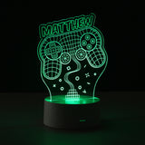 Gaming-themed night light with 'MATTHEW' on a black background