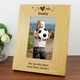 Personalised Oak Finish 4X6 Inch, I Heart My Photo Frame