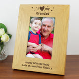 Personalised Oak Finish 4X6 Inch, I Heart My Photo Frame