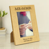 Personalised Oak Finish 4x6 inch Mr & Mr Photo Frame