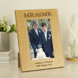 Personalised Oak Finish 4x6 inch Mr & Mr Photo Frame
