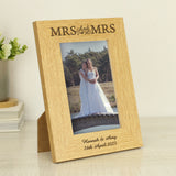 Personalised Oak Finish 4x6 inch Mrs & Mrs Photo Frame