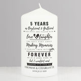 Personalised Anniversary Pillar Candle