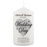Personalised On Your Wedding Day Pillar Candle