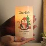 Personalised 1st Christmas Penguin LED Candle