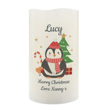 Personalised 1st Christmas Penguin LED Candle