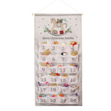 Personalized Christmas advent calendar with festive design and numbered pockets.