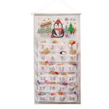 Advent calendar with penguin design and numbered pockets on a white background