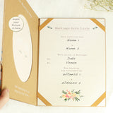 Image showing example of the wedding certificate display book filled in
