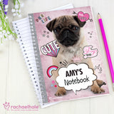 Personalised Rachael Hale Doodle Pug A5 Notebook