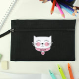 Personalised Black Cute Cat Pencil Case