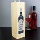 Personalised Free Text Grey Wooden Wine Bottle Box