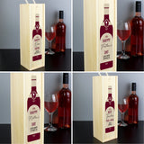 Personalised Free Text Red Wooden Wine Bottle Box