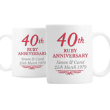 Personalised 40th Ruby Anniversary Mug Set