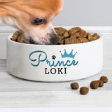 Personalised Prince 14cm Medium Ceramic White Pet Bowl