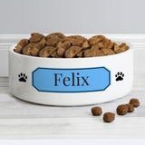Personalised Blue Plaque 14cm Medium Pet Bowl