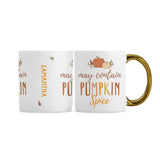 Personalised Pumpkin Spice Mug front and side view on plain white background