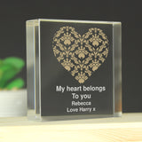 Personalised Gold Damask Heart Crystal Token