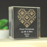 Personalised Gold Damask Heart Crystal Token