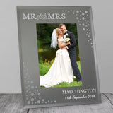 Personalised Mr and Mrs 4x6 Diamante Glass Photo Frame