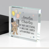 Personalised Teddy & Balloons Large Crystal Token