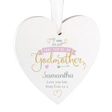 Personalised I Am Glad... Godmother Wooden Heart Decoration
