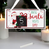 Personalised Santa Christmas Chalk Countdown Wooden Sign