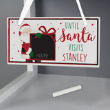 Personalised Santa Christmas Chalk Countdown Wooden Sign