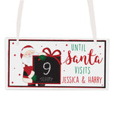 Personalised Santa Christmas Chalk Countdown Wooden Sign