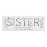 Personalised Floral Sister Wooden Block Sign
