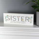 Personalised Floral Sister Wooden Block Sign